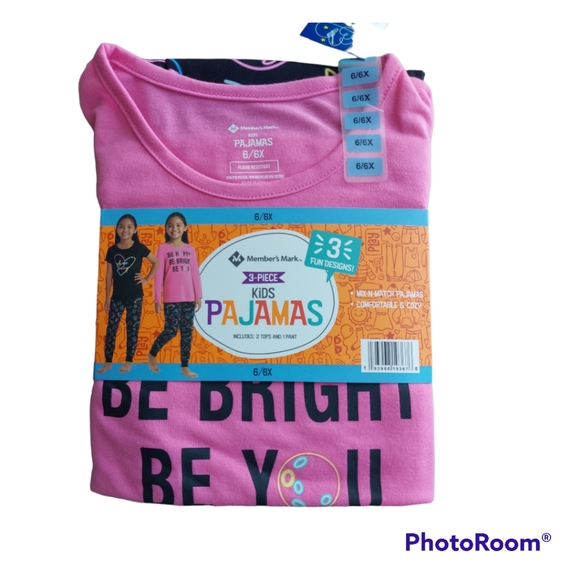 3/$30 New-Member's Mark Girl's 3-Piece Graphic Print Sleep Pant Set - Picture 6 of 11